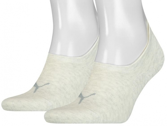 2 Paar Puma - HIGH CUT - Footie's mit Slip Stop (Fersen ABS) - Oat (Haferton)