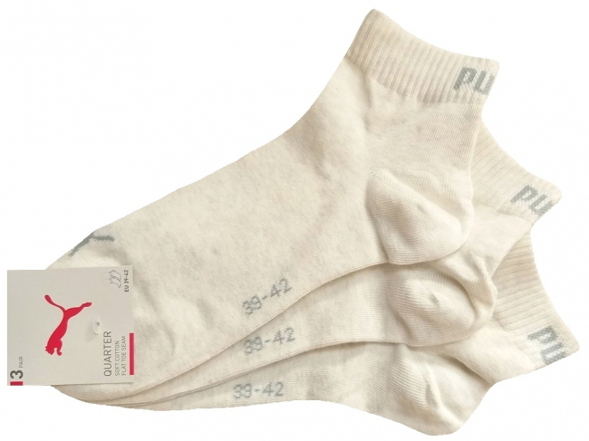 3 Paar Puma Baumwoll Klassik Quarter - Farbset: Uni Oat (Haferton)