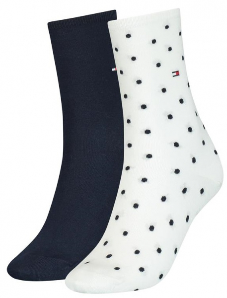 2 Paar Tommy Hilfiger Damensocken - Farbset: Dot - Off White - Größe 35/38