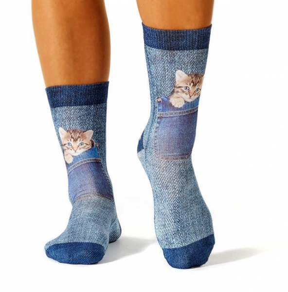 Wigglesteps Damen - Socken - Style: 00821 - Jeans Katze