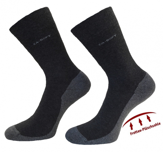 2 Paar Camano CA Soft - Baumwollsocken mit Frotteesohle - Anthrazit