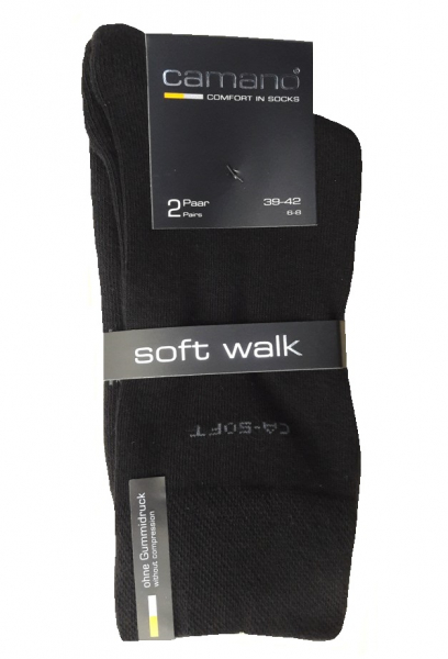 Preview: 2 Paar Camano CA Soft - Baumwollsocken mit Frotteesohle - Schwarz