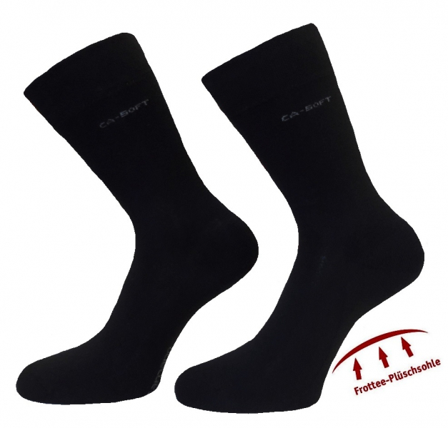 2 Paar Camano CA Soft - Baumwollsocken mit Frotteesohle - Schwarz