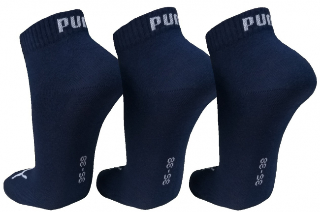 3 Paar Puma Baumwoll Klassik Quarter - Farbset: Uni Navyblau