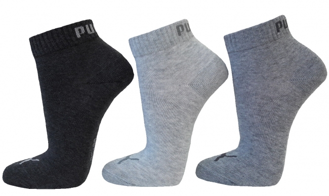3 Paar Puma Klassik Quarter - Farbset - Grautöne - Größe 39/42