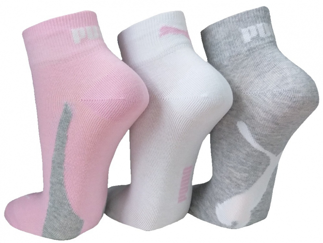 3 Paar Puma Retro Lifestyle Quarter - FX Set: Rosa/Weiß/Grau