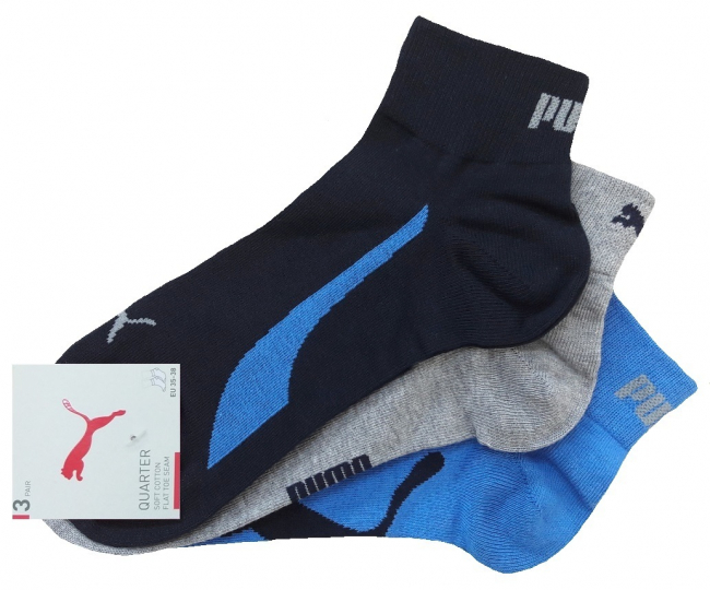 3 Paar Puma Retro Lifestyle Quarter - FX Set: Navy/Blau/Grau