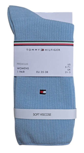 Tommy Hilfiger Damen Premium Ripp Soft Viskose Socken - Light Blue