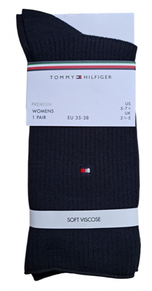 Tommy Hilfiger Damen Premium Ripp Soft Viskose Socken - Navy