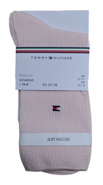 Tommy Hilfiger Damen Premium Ripp Soft Viskose Socken - Light Pink