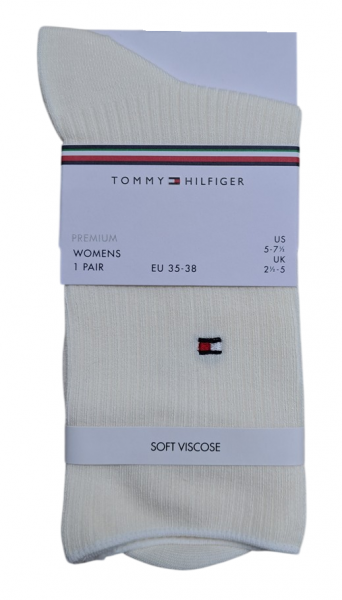 Tommy Hilfiger Damen Premium Ripp Soft Viskose Socken - Off White