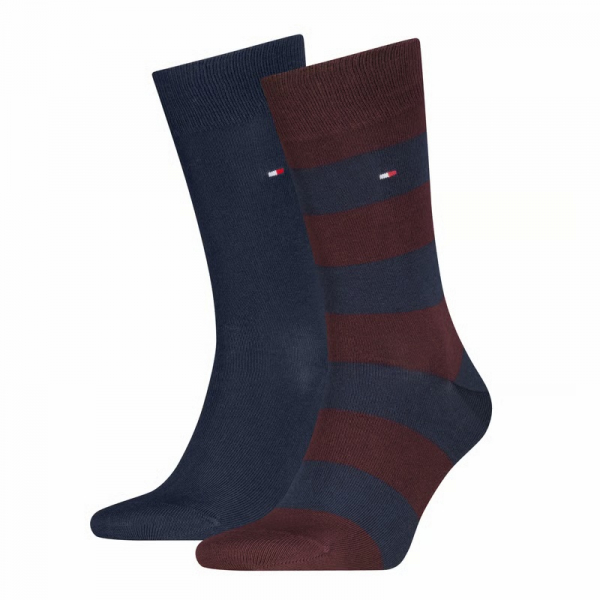 Preview: 2 Paar Tommy Hilfiger Herren - Business Baumwollsocken - RUGBY Farbset: Rouge/Navy