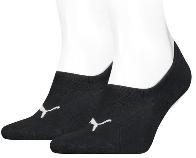 2 Paar Puma - HIGH CUT - Footie's mit Slip Stop (Fersen ABS) - Schwarz