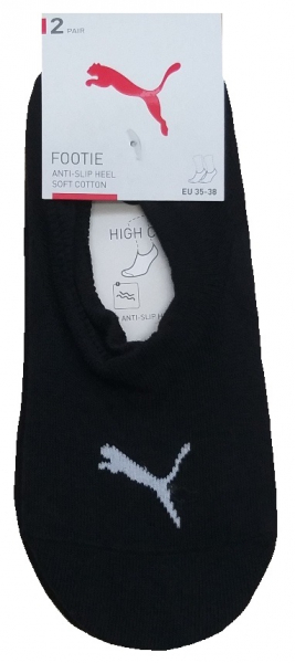 2 Paar Puma - HIGH CUT - Footie's mit Slip Stop (Fersen ABS) - Schwarz