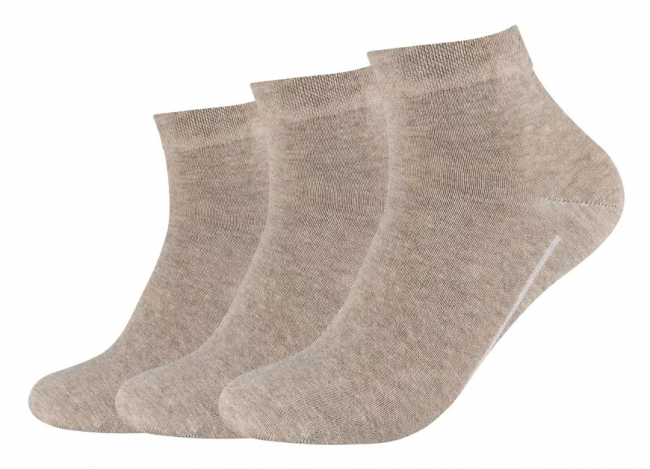3 Paar Camano Baumwoll Quarter - druckfreie Kurzsocken - Sandmelange