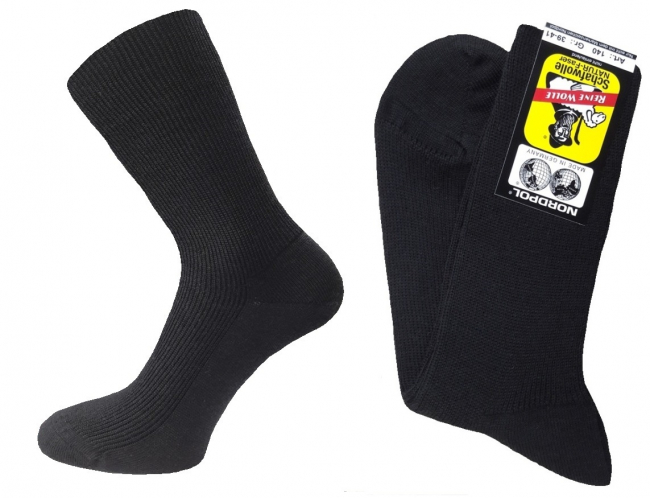 100% Schurwolle 1/1 Rippe Business Schweißsocken - Schwarz