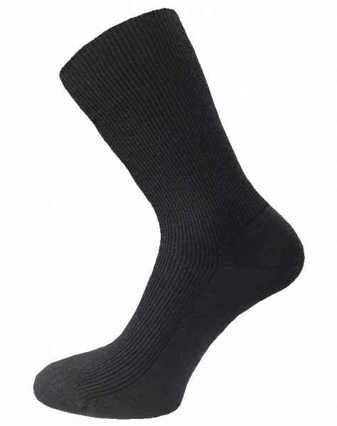 100% Schurwolle 1/1 Rippe Business Schweißsocken - Schwarz - Größe 45/47