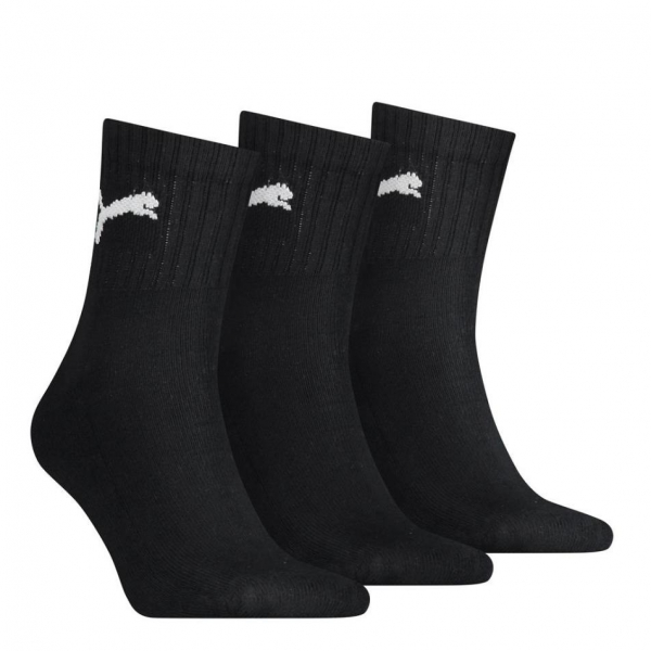 3 Paar Puma Tennissocken - Short Crew Form (Kurzschaft) - Farbset: Uni Schwarz