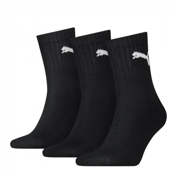 3 Paar Puma Tennissocken - Short Crew Form (Kurzschaft) - Farbset: Uni Schwarz