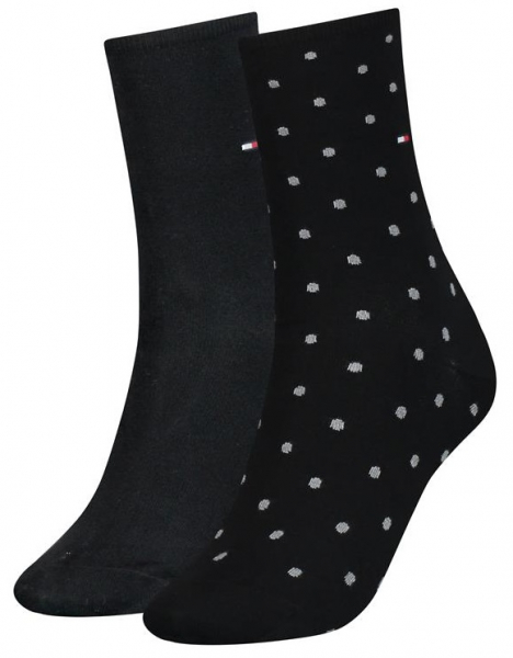 2 Paar Tommy Hilfiger Damen - Business Baumwollsocken - DOT Farbset: Schwarz