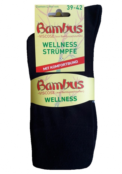 3 Paar Bambus-Viskose Wellness Strümpfe - ohne Gummidruck - Schwarz