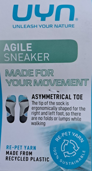 Preview: 2 Paar UYN Unisex - Agile Sneaker mit Frotteesohle - Schwarz