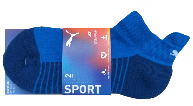2 Paar Puma Sport Coolmax - Unisex P-Sohle Sneaker - Blau