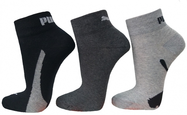 3 Paar Puma Quarter - Lifestyle Farbset - Schwarz - Größe 39/42