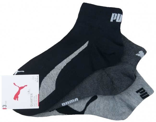 3 Paar Puma Quarter - Lifestyle Farbset - Schwarz - Größe 39/42