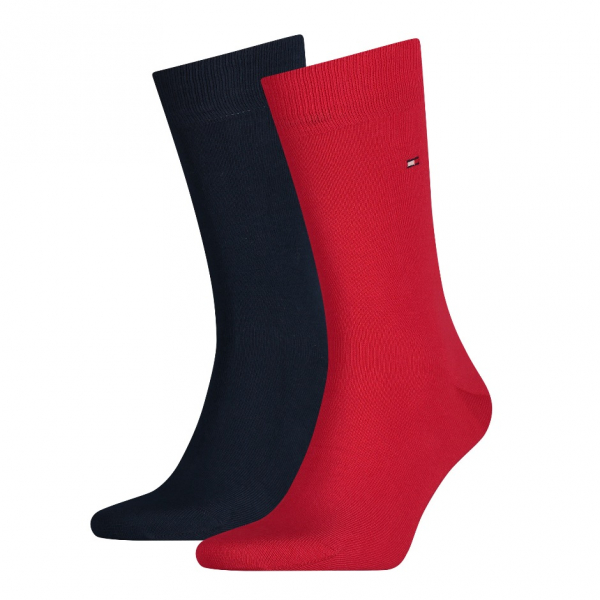 2 Paar Tommy Hilfiger Herren - Business Baumwollsocken - UNI Farbset: Uni Rot/Marine