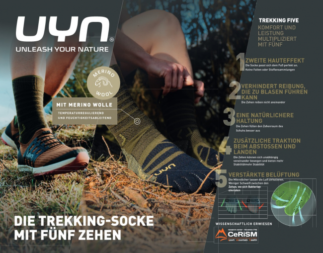 UYN Herren - Trekking Five Merino - Green/Black