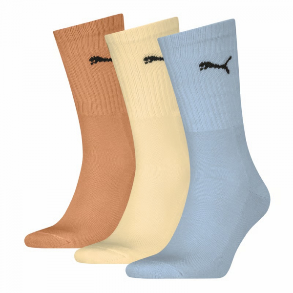 3 Paar Puma Tennissocken - Klassik Crew Form (Normallang) - Farbset: Blue/Yellow/Cinnabar