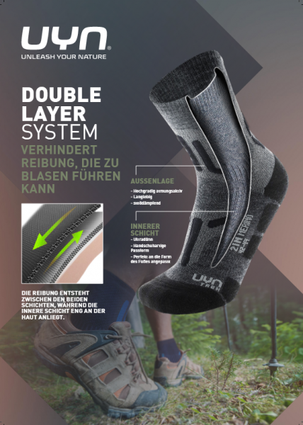 UYN Damen - Trekking 2IN Quarter - Anthrazit/Türkis