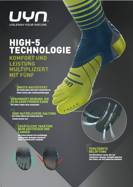 Preview: UYN Herren - Runners Five Socks - Lime/Blue
