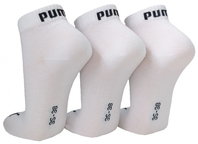 3 Paar Puma Baumwoll Klassik Quarter - Farbset: Uni Weiss