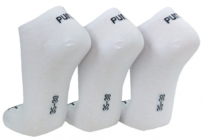 3 Paar Puma Basic Unisex Sneaker Füßlinge - Farbset: Uni Weiss