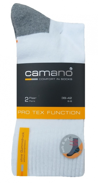 2 Paar Camano Pro Tex - Sportsocken mit P-Sohle - Weiss