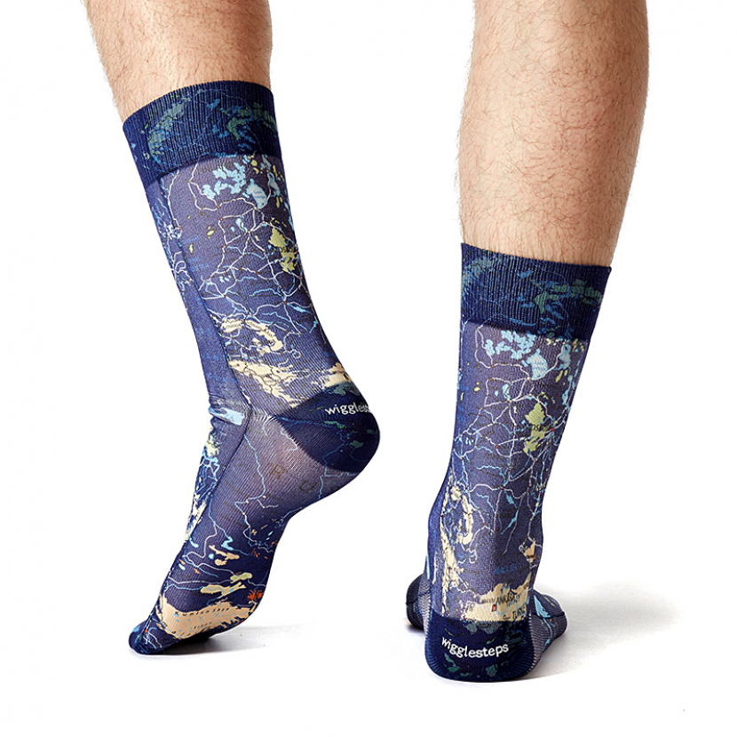 Wigglesteps Herren - Socken - Style: 00648 - Weltkarte