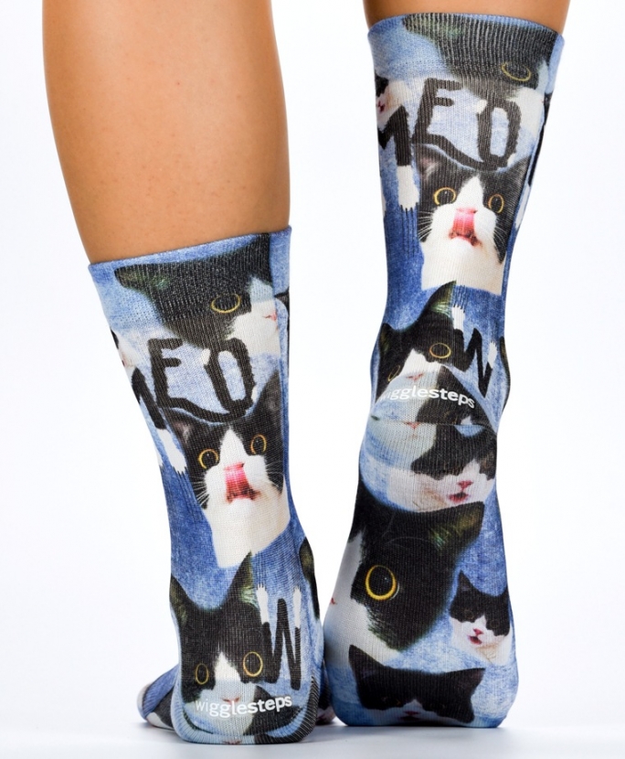 Wigglesteps Damen - Socken - Style: 03924 - Miau Katze - Jeans