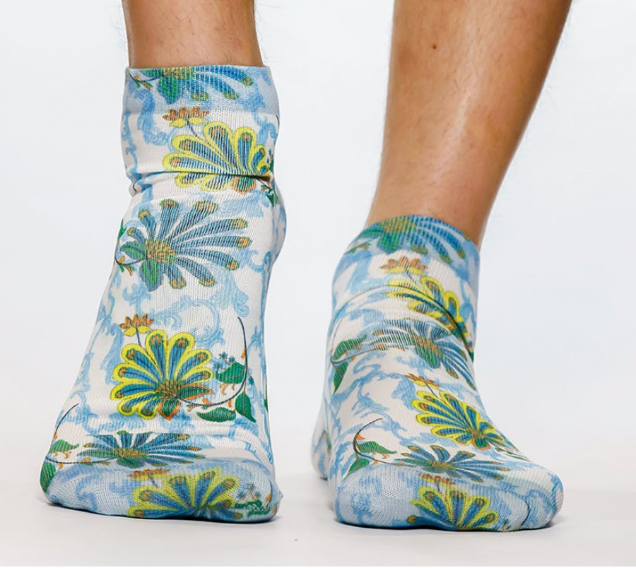 Wigglesteps Herren - Quarter - Style: 05201 - Flowers Blue