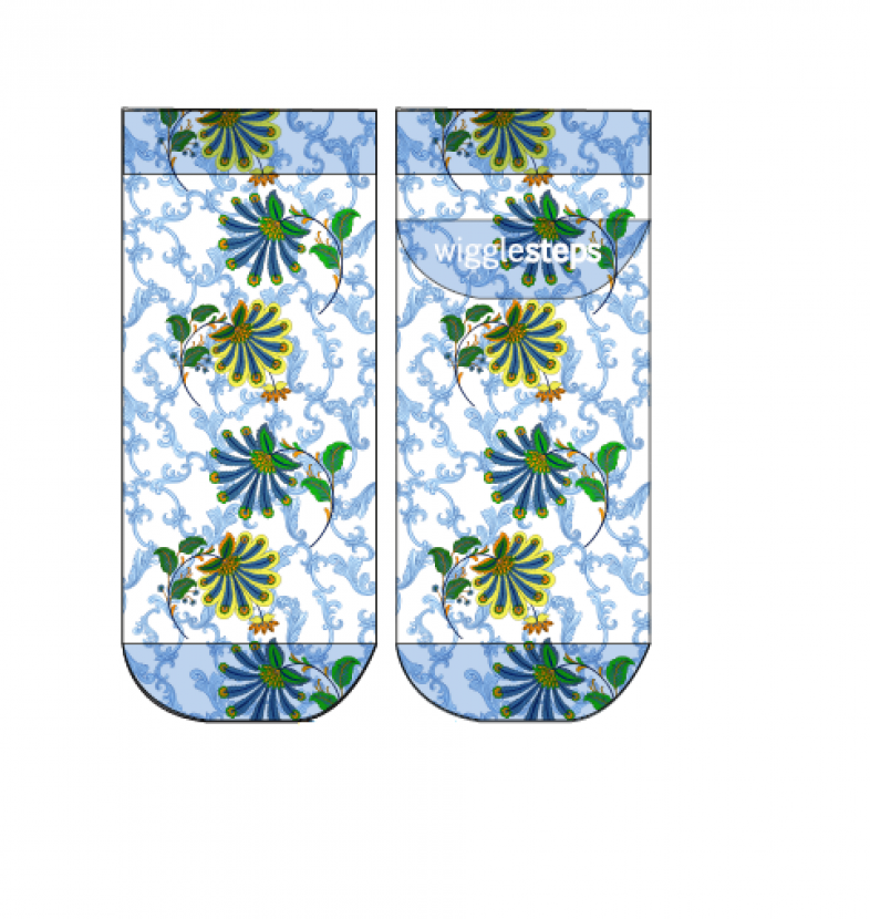 Wigglesteps Herren - Quarter - Style: 05201 - Flowers Blue