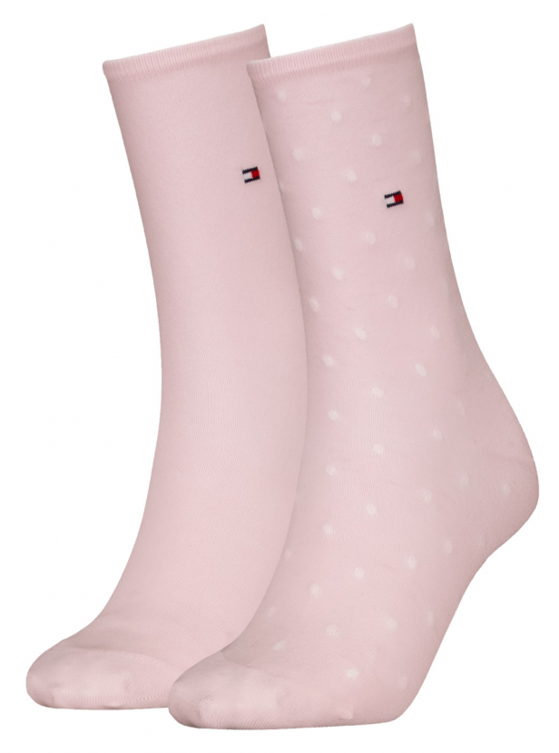 2 Paar Tommy Hilfiger Damen - Business Baumwollsocken - DOT Farbset: Light Pink