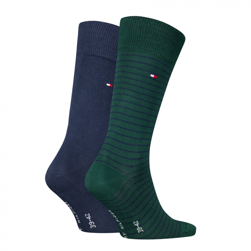 2 Paar Tommy Hilfiger Herren - Business Baumwollsocken - STRIPE Farbset: Green