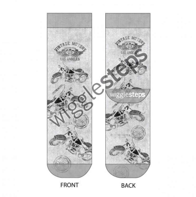 Wigglesteps Herren - Socken - Style: 01072 - Motorrad Grau