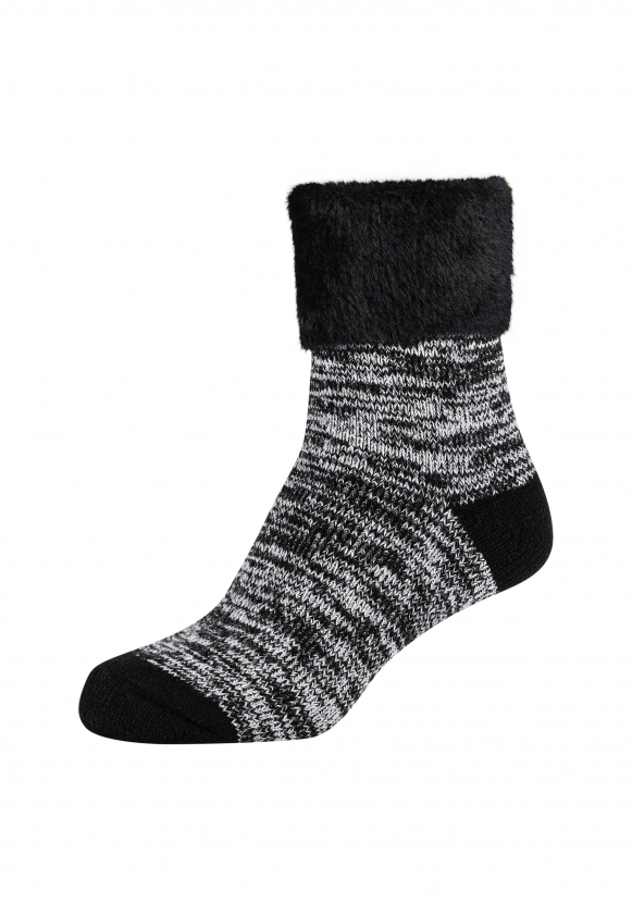 Damen - Umschlagrand Kuschelsocken - Schwarz