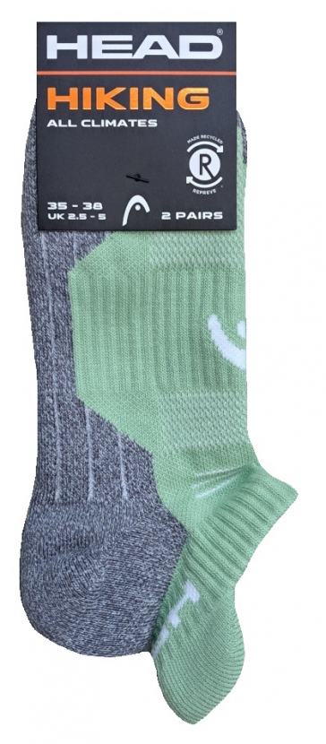 2 Paar Head Hiking - Funktions - Sneaker mit Polsterlippe - Apfelton - Größe 39/42