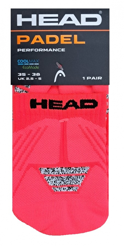 Head Coolmax Ultrasoft - Performance Padel Quarter - Coral - Größe 39/42