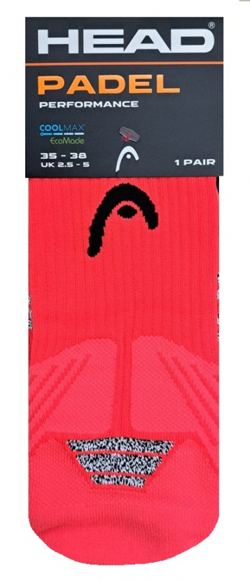 Head Coolmax Ultrasoft - Performance Padel Socken - Coral - Größe 35/38