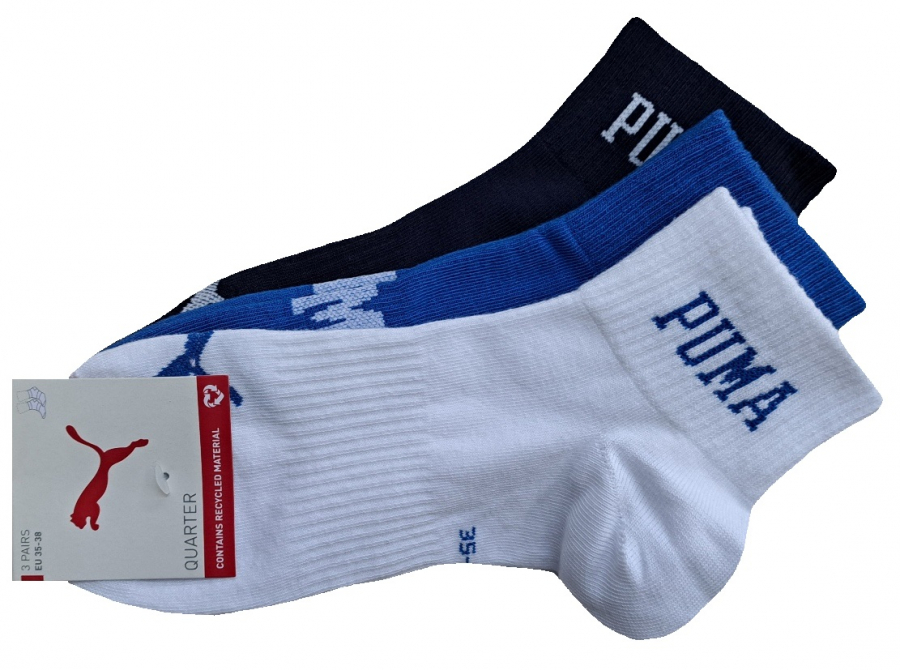 3 Paar Puma Quarter - Sportstyle Farbset - Blue Combo - Größe 39/42