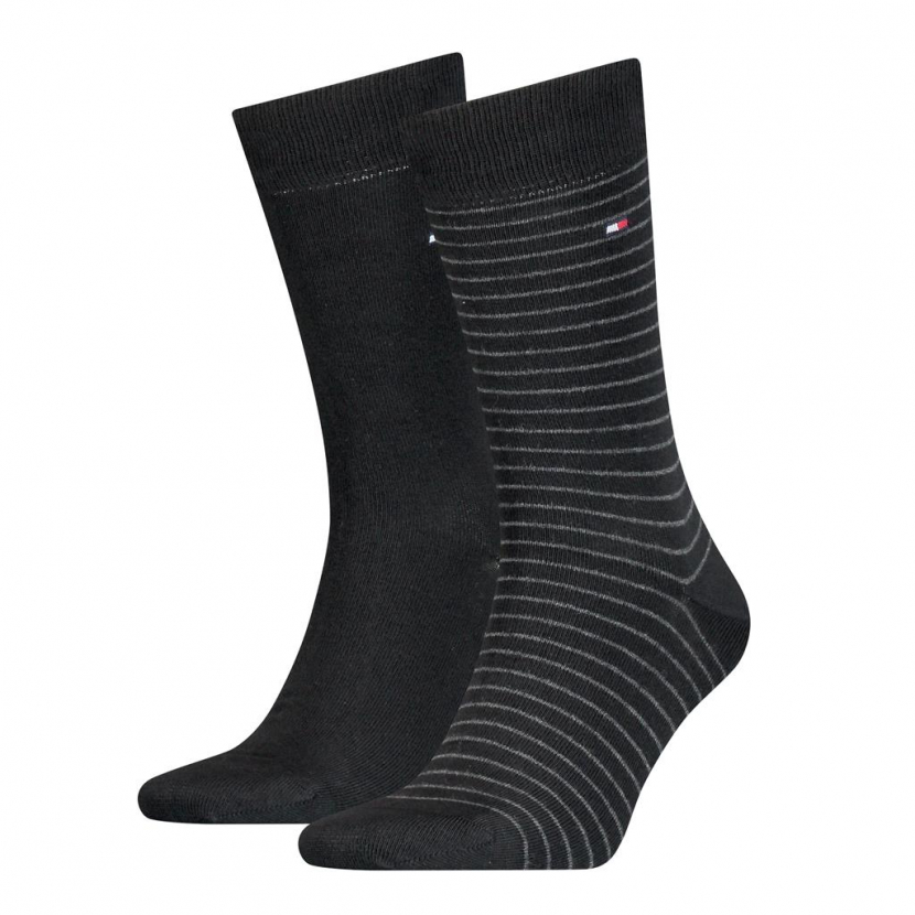 2 Paar Tommy Hilfiger Herren - Business Baumwollsocken - STRIPE Farbset: Schwarz